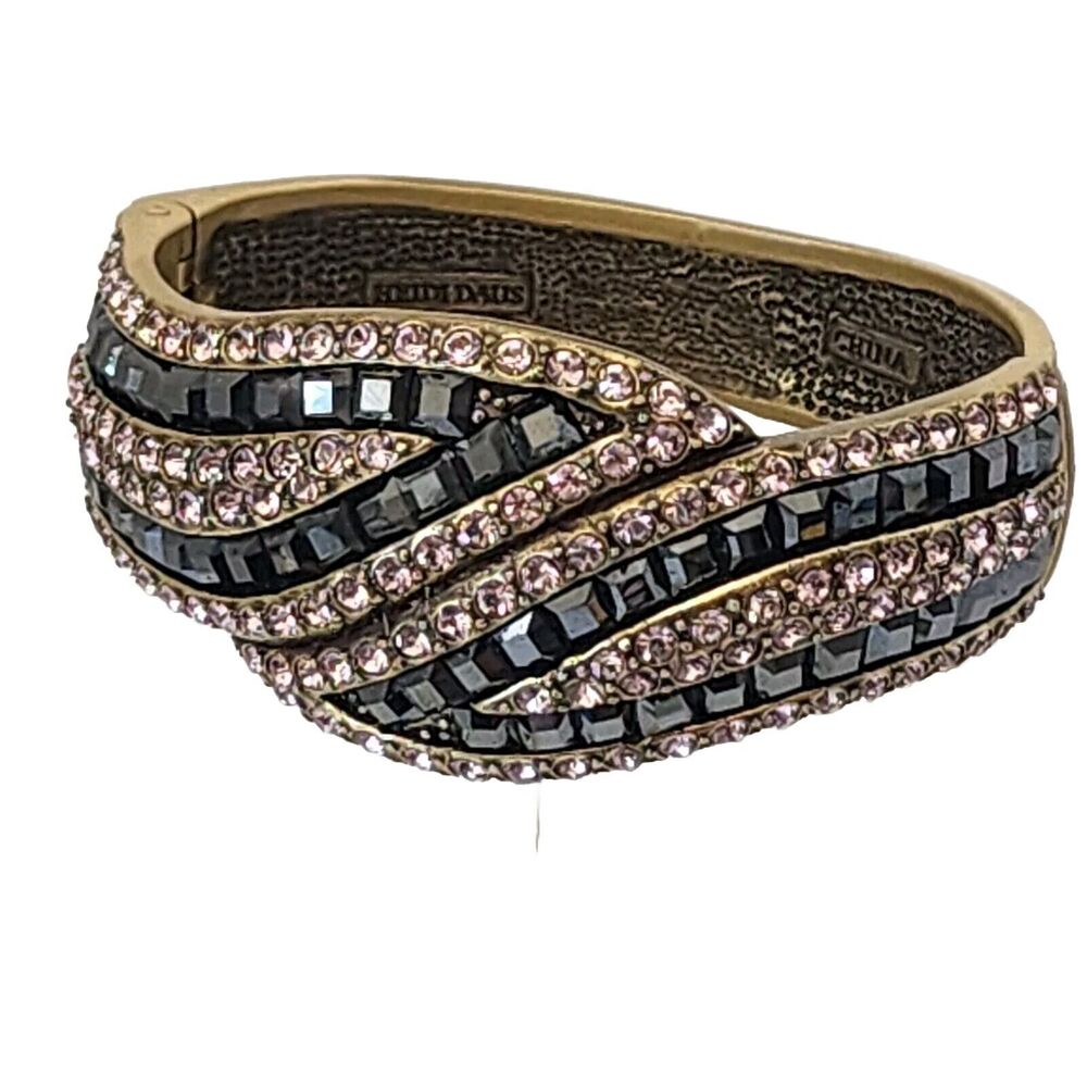Heidi Daus Bracelet Sparkling Obsession Pink & Jet Hematite Crystal 6-3/4" Domed